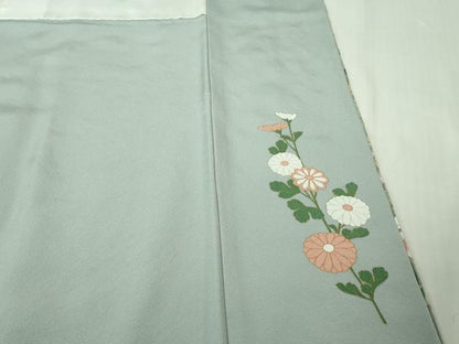 平和屋本店●極上　中国三大刺繍 スワトウ刺繍 汕頭刺繍 相良刺繍 訪問着 四季花文 パウダーブルー色地 暈し染め 金彩　逸品　DZAB4403kh6