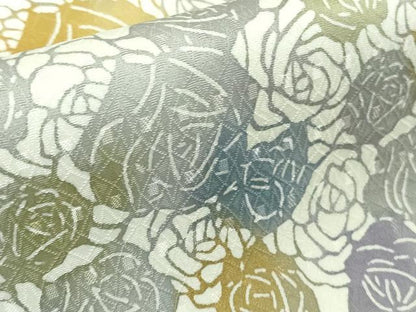 平和屋着物●極上　訪問着　型染　薔薇　バラ　灰青色地　さが美扱い　逸品　DZAB4404kh6