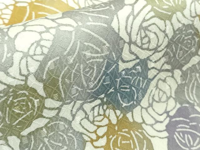 平和屋着物●極上　訪問着　型染　薔薇　バラ　灰青色地　さが美扱い　逸品　DZAB4404kh6