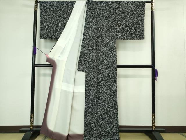 平和屋着物●極上　小紋　音符　音楽記号　ト音記号　黒地　逸品　未使用　DZAB4408kh6