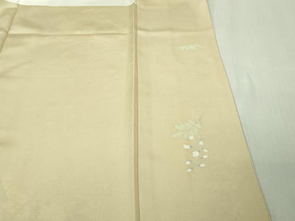平和屋本店●極上　訪問着　駒刺繍　冊子花文　鳥の子色地　暈し染め　金彩　逸品　DZAB4409kh6