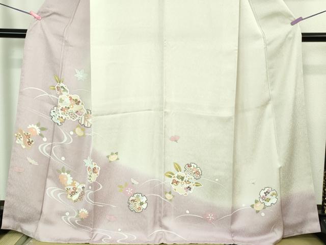 平和屋本店●極上　訪問着　雪輪流水花文　暈し染め　逸品　未使用　DZAB4412kh6