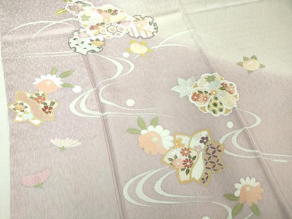 平和屋本店●極上　訪問着　雪輪流水花文　暈し染め　逸品　未使用　DZAB4412kh6