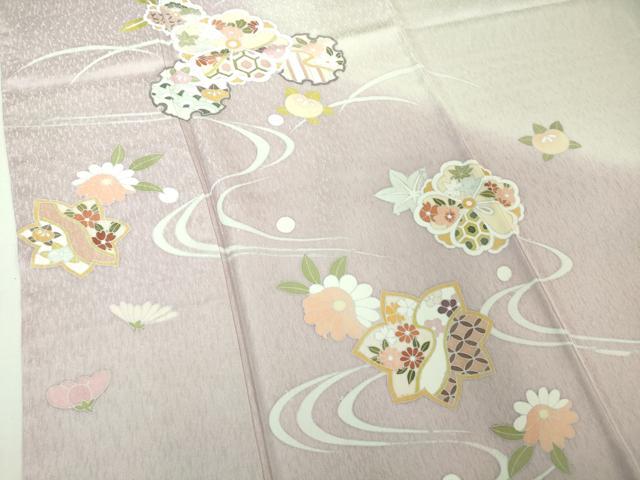 平和屋本店●極上　訪問着　雪輪流水花文　暈し染め　逸品　未使用　DZAB4412kh6