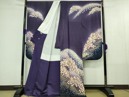 平和屋着物●極上　越後十日町の一流染匠　桐屋・翠山工房　徳永憲峰　振袖　辻が花　暈し染め　金彩　金通し地　逸品　DZAB4415kh6