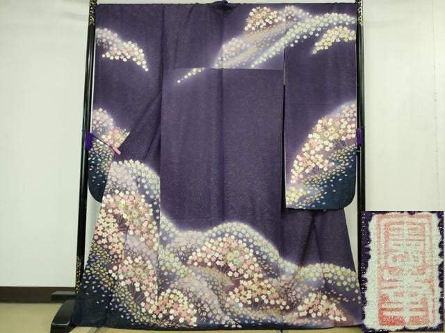 平和屋着物●極上　越後十日町の一流染匠　桐屋・翠山工房　徳永憲峰　振袖　辻が花　暈し染め　金彩　金通し地　逸品　DZAB4415kh6