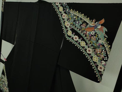 平和屋本店●極上　訪問着　鳳凰更紗花文　黒地　金彩　逸品　DZAB4416kh6