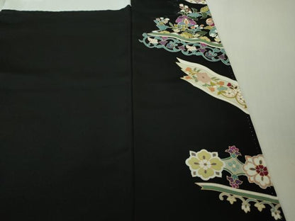 平和屋本店●極上　訪問着　鳳凰更紗花文　黒地　金彩　逸品　DZAB4416kh6