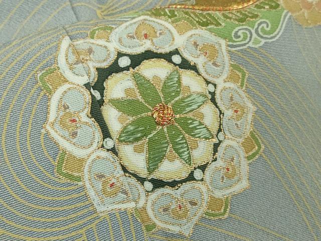 平和屋本店●極上　創業460年・千總　訪問着　駒刺繍　鳳凰花丸文　淡藤色地　金彩　逸品　DZAB4418kh6