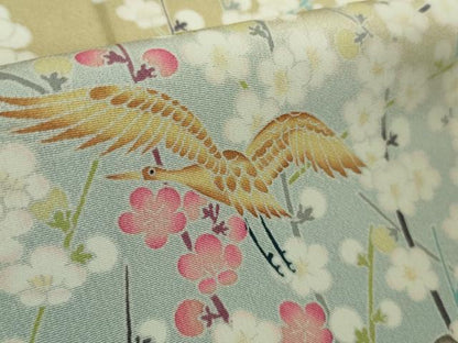 平和屋着物●極上　訪問着　友禅　作家物　群鳥　梅松文　枯色地　暈し染め　逸品　DZAB4419kh6