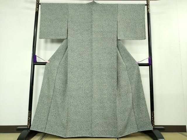 平和屋着物●極上　藍造り国選定無形文化財　藍師・佐藤昭人　大澤石雄　小紋　氷割文　反端付き　逸品　未使用　DZAB4424kh6