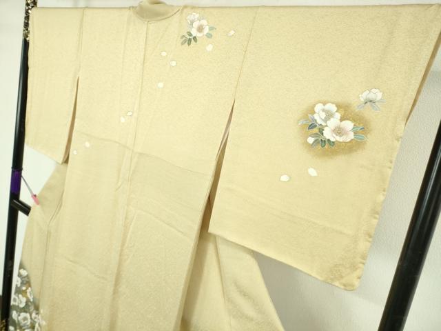 平和屋着物●極上　訪問着　作家物　吉祥花しるし　はまなす　蒸栗色地　暈し染め　金彩　逸品　未使用　DZAB4425kh6