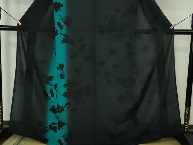 平和屋本店＊極上　夏物　訪問着　紗　枝花シルエット　百入茶色地　逸品　DZAB4430kh6