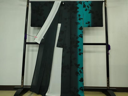 平和屋本店＊極上　夏物　訪問着　紗　枝花シルエット　百入茶色地　逸品　DZAB4430kh6