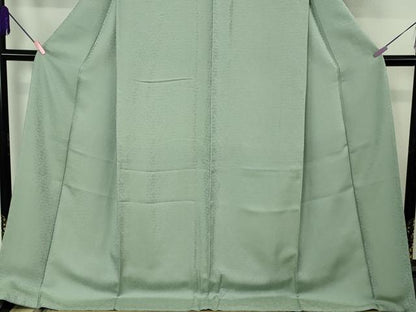平和屋着物●極上　お召　黄金華更紗　美山名水染　秀水苑　新小石丸　青磁鼠色　反端付き　ロング丈　逸品　未使用　DZAB4433kh6