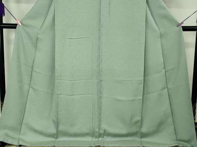 平和屋着物●極上　お召　黄金華更紗　美山名水染　秀水苑　新小石丸　青磁鼠色　反端付き　ロング丈　逸品　未使用　DZAB4433kh6