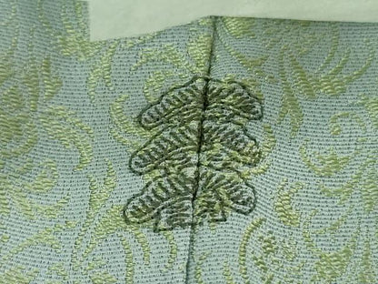 平和屋着物●極上　お召　黄金華更紗　美山名水染　秀水苑　新小石丸　青磁鼠色　反端付き　ロング丈　逸品　未使用　DZAB4433kh6
