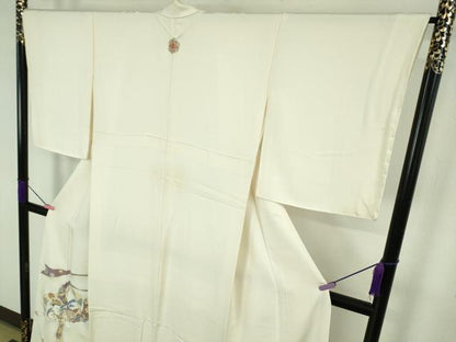 平和屋本店●極上　世界的友禅作家　千地泰弘　色留袖　寿光織　千地天女　象牙色地　金糸　ますいわ屋扱い　逸品　未使用　DZAB4434kh6