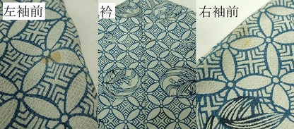 平和屋本店▽極上　浦野理一　型染　小紋　単衣　七宝　南天草葉丸文　鬼しぼ縮緬　逸品　DZAB4442kh6