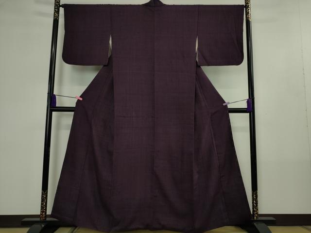 平和屋本店●極上　浦野理一　経節紬　色無地　深紫色　逸品　DZAB4447kh6