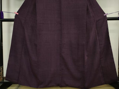 平和屋本店●極上　浦野理一　経節紬　色無地　深紫色　逸品　DZAB4447kh6
