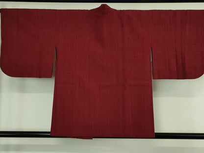 平和屋本店∞極上　浦野理一　経節紬　羽織　色無地　真紅色　羽織紐付き　逸品　DZAB4448kh6