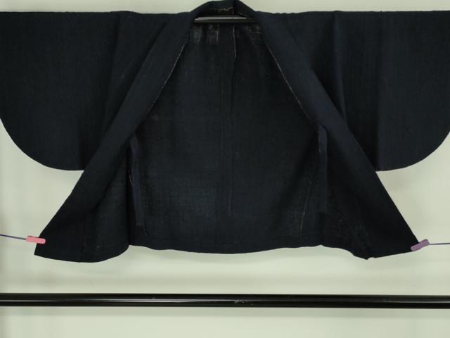 平和屋本店∞極上　浦野理一　経節紬　羽織　色無地　濃紺地　羽織紐付き　逸品　DZAB4450kh6