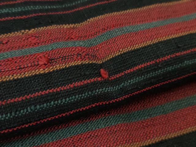 平和屋本店∞極上　浦野理一　経節紬　羽織　単衣　横縞　羽織紐付き　逸品　DZAB4451kh6