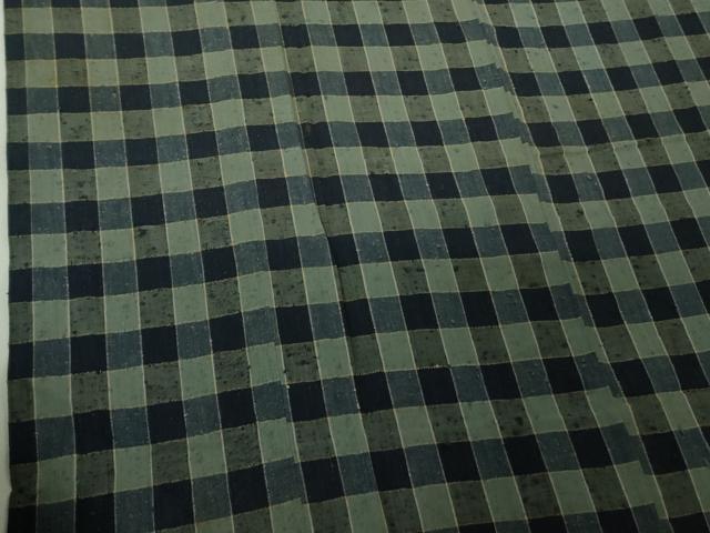平和屋本店∞極上　浦野理一　経節紬　道行コート　単衣　ロング丈　格子　逸品　DZAB4453kh6