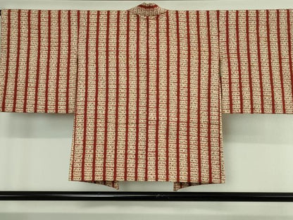 平和屋着物∞極上　岩手の匠　草紫堂　南部絞り　茜染　綿　羽織　紐付き　逸品　DZAB4454kh6