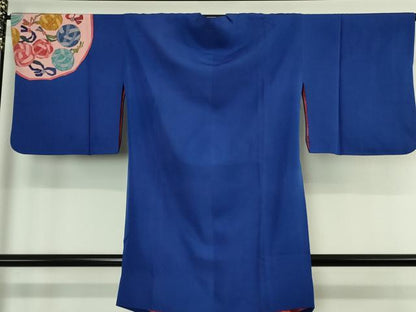 平和屋着物∞極上　コート作家　三本賢　和装コート　ロング丈　紺色地　逸品　DZAB4457kh6