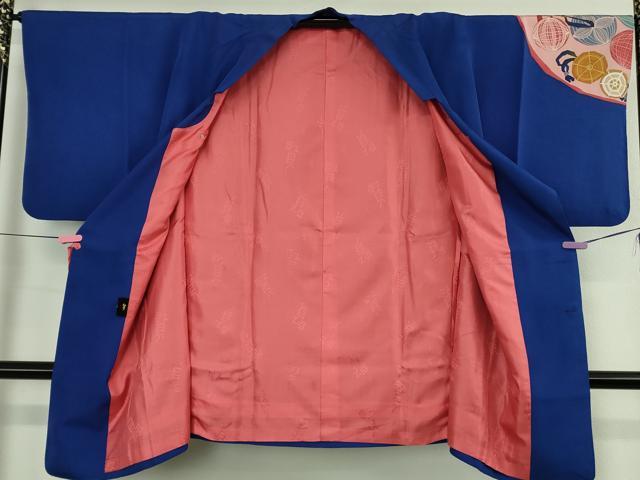 平和屋着物∞極上　コート作家　三本賢　和装コート　ロング丈　紺色地　逸品　DZAB4457kh6