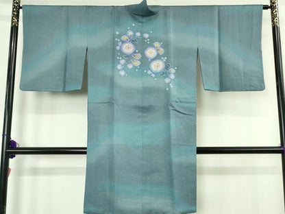 平和屋本店∞最高級　二代目　久保田一竹　幻の辻が花　道中着　ロング丈　銀通し地　京都きもの友禅扱い　逸品　DZAB4461kh6