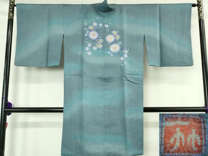 平和屋本店∞最高級　二代目　久保田一竹　幻の辻が花　道中着　ロング丈　銀通し地　京都きもの友禅扱い　逸品　DZAB4461kh6
