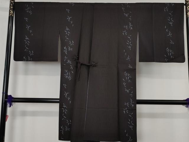 平和屋着物∞極上　道中着　無双　紗袷　ロング丈　リバーシブル　花唐草紋紗　笹の葉　藤紫色地　逸品　DZAB4465kh6