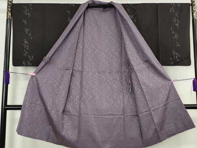 平和屋着物∞極上　道中着　無双　紗袷　ロング丈　リバーシブル　花唐草紋紗　笹の葉　藤紫色地　逸品　DZAB4465kh6