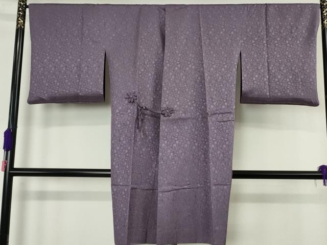 平和屋着物∞極上　道中着　無双　紗袷　ロング丈　リバーシブル　花唐草紋紗　笹の葉　藤紫色地　逸品　DZAB4465kh6