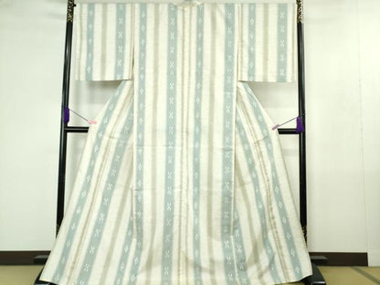 平和屋着物▽極上 ぜんまい紬 単衣 間道 ロング丈 逸品 DZAB4473kh6
