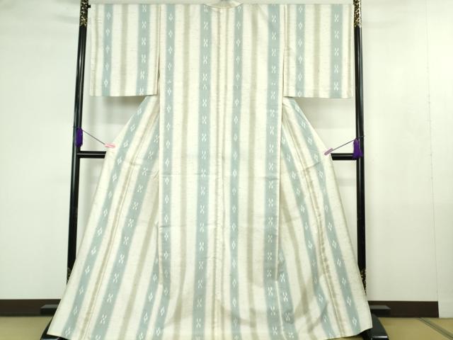 平和屋着物▽極上 ぜんまい紬 単衣 間道 ロング丈 逸品 DZAB4473kh6
