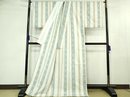 平和屋着物▽極上 ぜんまい紬 単衣 間道 ロング丈 逸品 DZAB4473kh6
