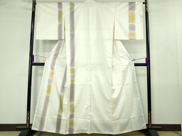 平和屋本店●極上　十日町 名門青柳謹製　櫛引織　赤城紬　草木染　訪問着　象牙色地　やまと金ラベル　逸品　未使用　DZAB4474kh6