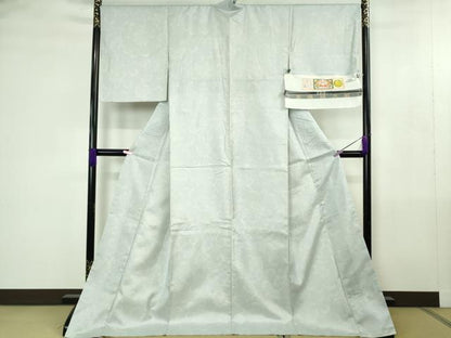 平和屋着物●極上　本場縞大島紬　白大島　花唐草文　宮之原織物謹製　ロング丈　証紙付き　逸品　DZAB4477kh6