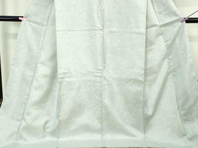 平和屋着物●極上　本場縞大島紬　白大島　花唐草文　宮之原織物謹製　ロング丈　証紙付き　逸品　DZAB4477kh6
