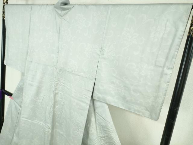 平和屋着物●極上　本場縞大島紬　白大島　花唐草文　宮之原織物謹製　ロング丈　証紙付き　逸品　DZAB4477kh6