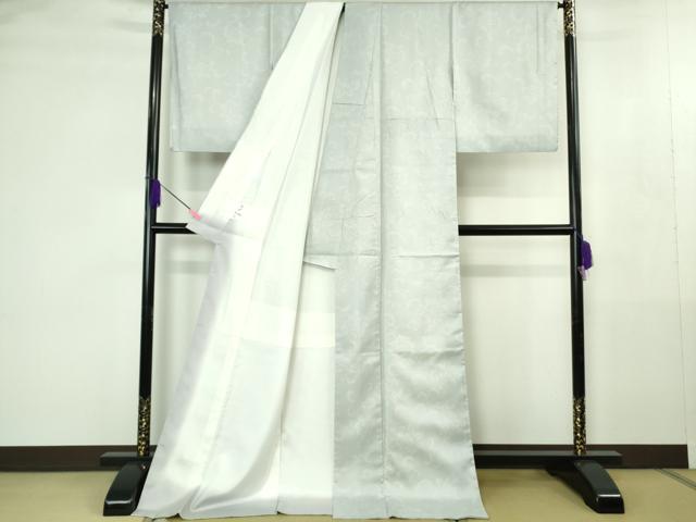 平和屋着物●極上　本場縞大島紬　白大島　花唐草文　宮之原織物謹製　ロング丈　証紙付き　逸品　DZAB4477kh6