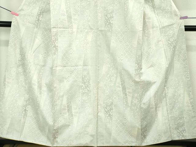 平和屋着物●極上　伝統工芸士　丸野勝寛　染:白井清道　本場大島紬　白大島　名物裂草花文　丸宮織物謹製　証紙付き　逸品　DZAB4478kh6