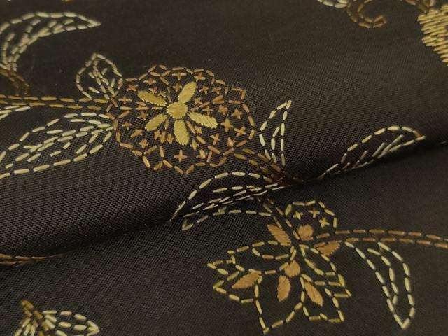 平和屋本店●極上　中国三大刺繍　スワトウ刺繍　汕頭刺繍　総刺繍　刺し子　本場大島紬　訪問着　花唐草文　逸品　DZAB4480kh6
