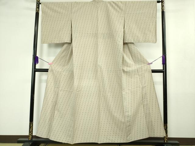平和屋本店▽極上　綿薩摩　本さつま　東郷織物謹製　手織　永江明夫　単衣　灰白色地　反端付き　逸品　DZAB4483kh6