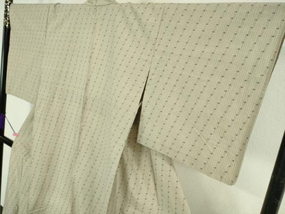 平和屋本店▽極上　綿薩摩　本さつま　東郷織物謹製　手織　永江明夫　単衣　灰白色地　反端付き　逸品　DZAB4483kh6
