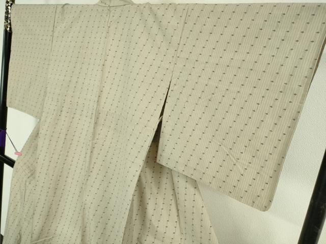 平和屋本店▽極上　綿薩摩　本さつま　東郷織物謹製　手織　永江明夫　単衣　灰白色地　反端付き　逸品　DZAB4483kh6